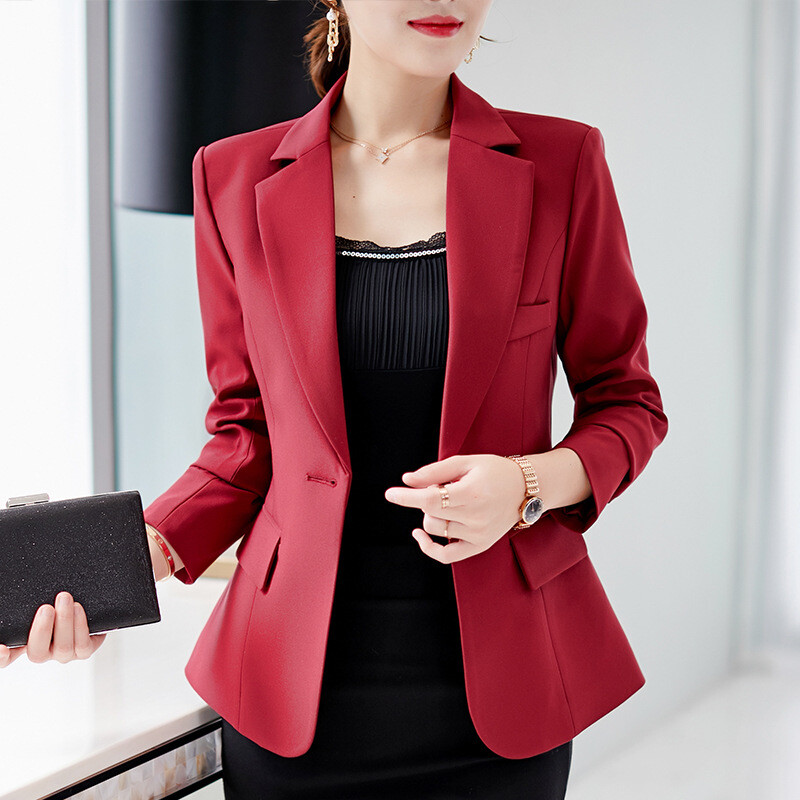 Dámske čierne slim fit saká, pracovné saká, vínovo červené, ležérne topy, vrchné oblečenie s dlhým rukávom, kabáty NS5263