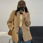 Dámske sako Vintage kabát Módny vrúbkovaný golier s dlhým rukávom Dámske vrchné oblečenie Elegantné kancelárske dámske dvojradové streetwear