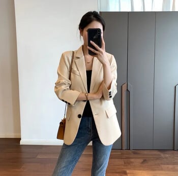 Γυναικείο Blazer Vintage παλτό μόδας με εγκοπές γιακά μακρυμάνικο μπλουζάκια Γυναικεία εξωτερικά ρούχα Κομψά Γυναικεία ρούχα με διπλό στήθος