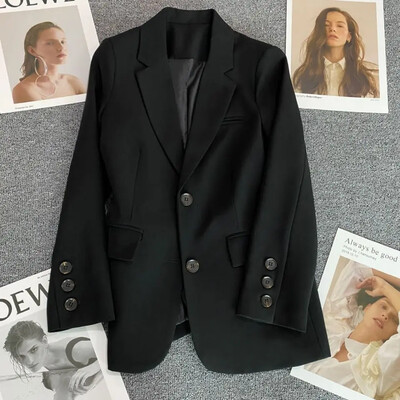 Dámske sako Vintage kabát Módny vrúbkovaný golier s dlhým rukávom Dámske vrchné oblečenie Elegantné kancelárske dámske dvojradové streetwear