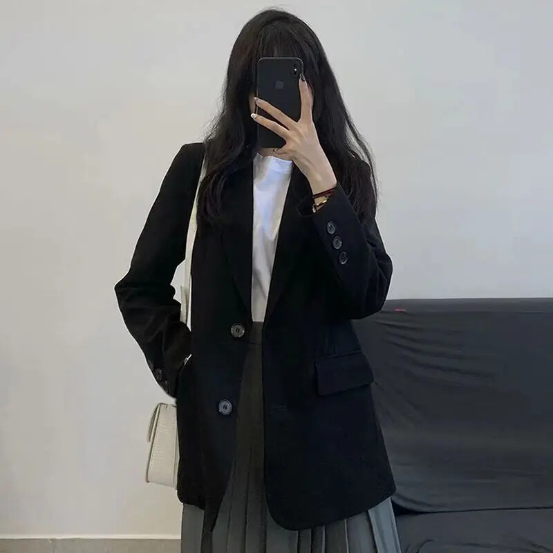 Dámske sako Vintage kabát Módny vrúbkovaný golier s dlhým rukávom Dámske vrchné oblečenie Elegantné kancelárske dámske dvojradové streetwear