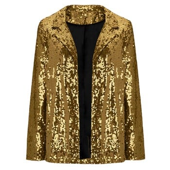 Fashion Blazer Party Sequin Jacket για Γυναικεία Ανοιχτό Μπροστινό Blazer Sparkle Top Μακρυμάνικο Ζακέτα Bomber Jackets Y2K Clubwear