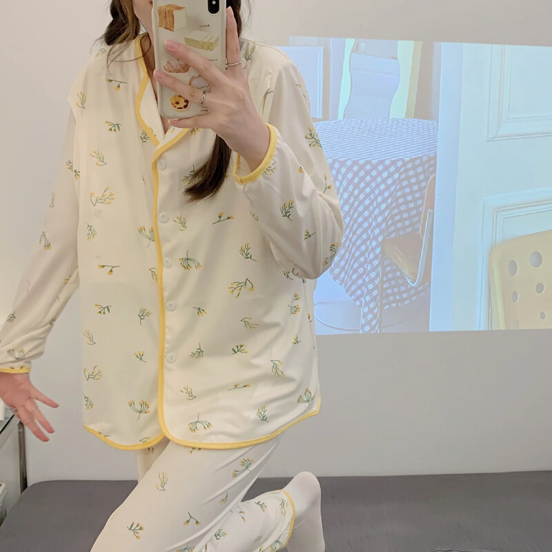 Tiszta pamut kismama hálóruha szett bő szabású, légáteresztő nyári etetőruhák új anyáknak, terhes nőknek