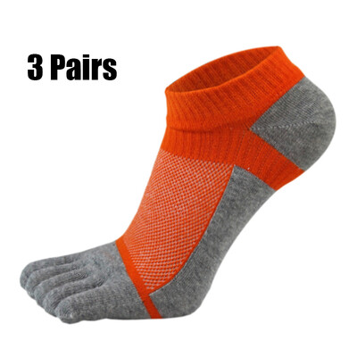 3 pár ötujjas bokazokni pamut férfi alkalmi hálós, légáteresztő, kényelmes No Show lábujjakkal