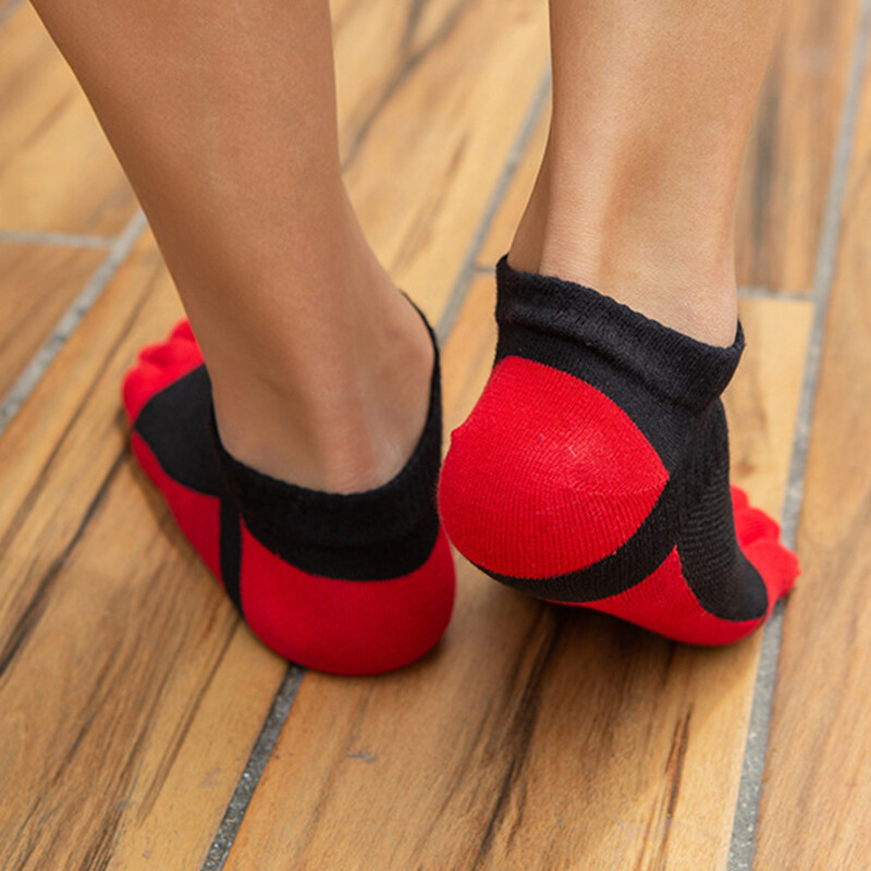 3 pár ötujjas bokazokni pamut férfi alkalmi hálós, légáteresztő, kényelmes No Show lábujjakkal