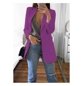 Módne biznis obleky Dámske sako bez gombíkov, elegantné dámske otvorené vpredu, ležérne sako, sako, dámske bundy, kabáty, veľkosť S-3XL