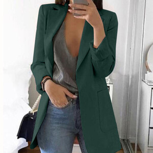 Módne biznis obleky Dámske sako bez gombíkov, elegantné dámske otvorené vpredu, ležérne sako, sako, dámske bundy, kabáty, veľkosť S-3XL