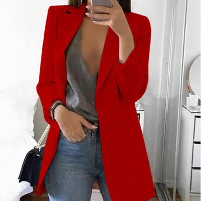 Módne biznis obleky Dámske sako bez gombíkov, elegantné dámske otvorené vpredu, ležérne sako, sako, dámske bundy, kabáty, veľkosť S-3XL