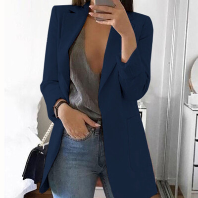 Módne biznis obleky Dámske sako bez gombíkov, elegantné dámske otvorené vpredu, ležérne sako, sako, dámske bundy, kabáty, veľkosť S-3XL