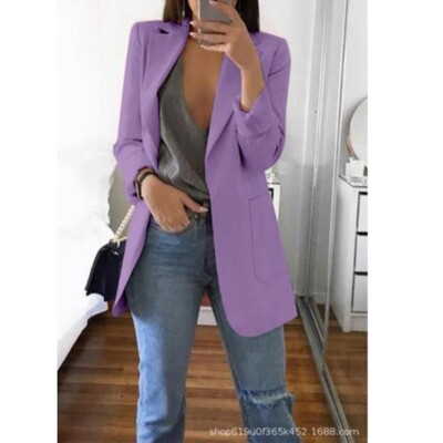 Módne biznis obleky Dámske sako bez gombíkov, elegantné dámske otvorené vpredu, ležérne sako, sako, dámske bundy, kabáty, veľkosť S-3XL