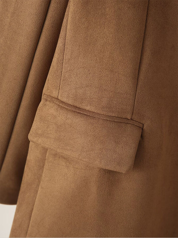 2024 m. europietiško ir amerikietiško stiliaus naujos moteriškos mados tendencijos, vienspalvė vienspalvė zomšinio kostiumo striukė ilgomis rankovėmis