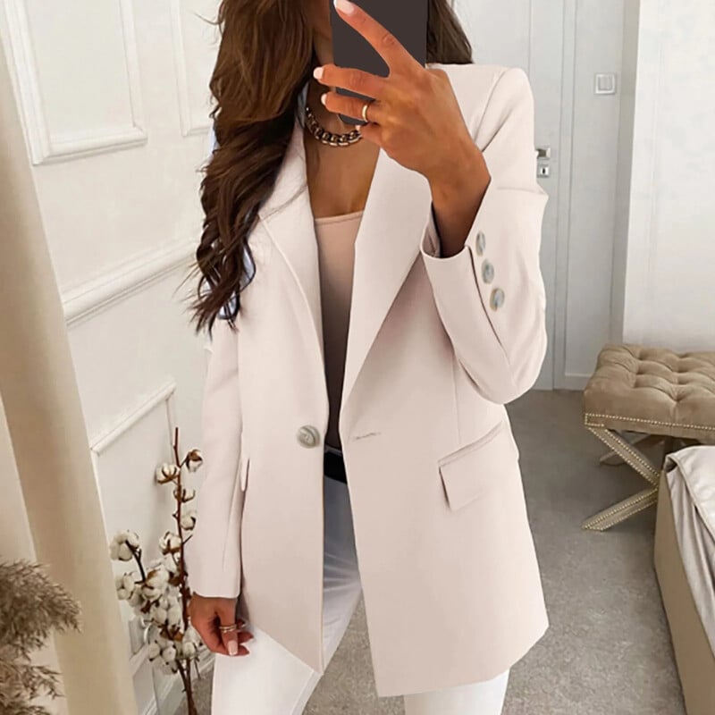 Kancelárska móda 2024 Blazer Dámska bunda Jednofarebná s jedným gombíkom Jesenná zima Odnímateľný golier s dlhým rukávom Obleková bunda Streetwear