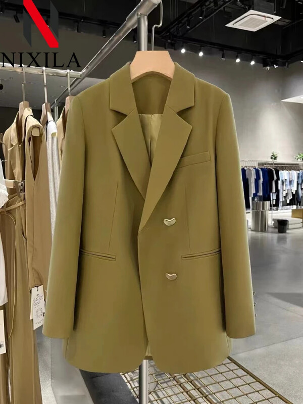 Jarné dámske saká a bundy Elegantné kórejské módne kancelárske dámske dvojradové obleky s dlhým rukávom, ležérne dámske kabáty