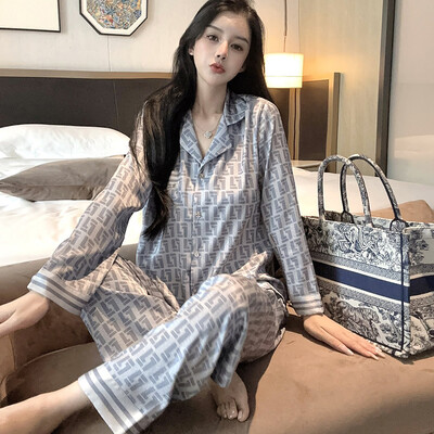 Jxgarb New Spring Cartoon Print Casual Σατέν Σετ Πυτζάμες Μόδας Γυναικείες Καινοτομία Πιτζάμες από πάγο Μεταξωτές Πιτζάμες για ύπνο