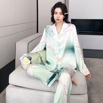 Jxgarb New Spring Cartoon Print Casual Σατέν Σετ Πυτζάμες Μόδας Γυναικείες Καινοτομία Πιτζάμες από πάγο Μεταξωτές Πιτζάμες για ύπνο