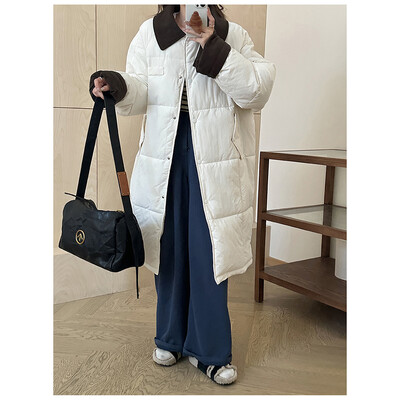 Žieminės moteriškos pūkinės striukės, storos, šiltos, velvetinės apykaklės, drabužiai Boutique Drabužiai medvilniniai vidutiniai ir ilgi paltai