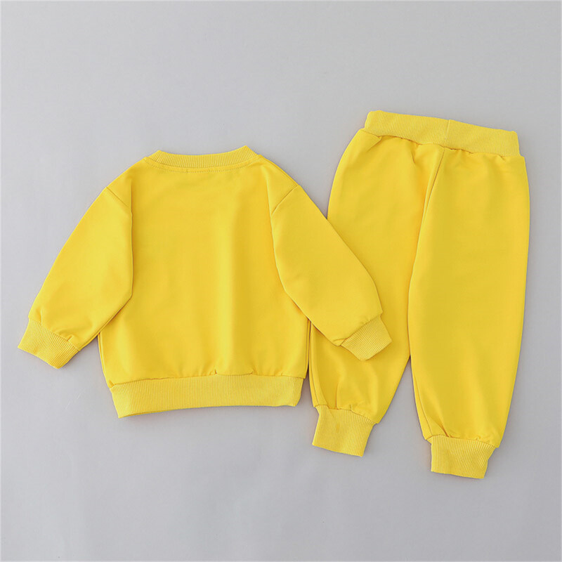 2 vnt vaikiškas rinkinys pavasario ir rudens paprastos mažo meškiuko galvos kelnės su apvalia kakleliu ilgomis rankovėmis