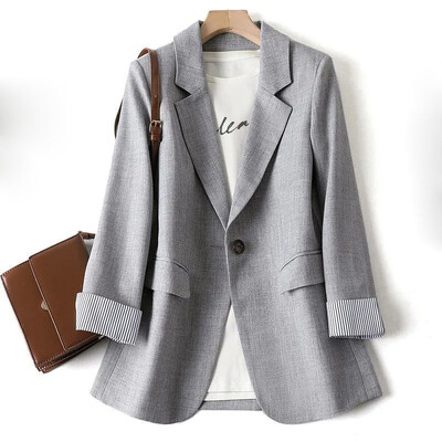 New Fashion Business Costume în carouri Femei Work Office Blazer Femei Jachete Mantoane S-6XL Damă cu mânecă lungă de primăvară Casual Blazer