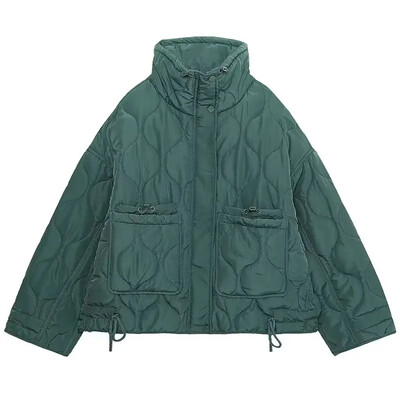 2024 Nové dámske módne kabáty s dlhým rukávom a sťahovacou šnúrkou, všestranné vrchné oblečenie pre vysoké uličky, dámske zimné kabáty