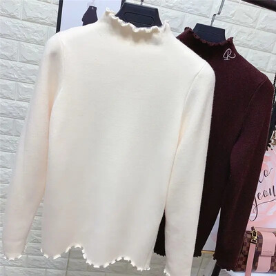 Rudens žiemos vaikams šiltas pastorintas laisvalaikio stiliaus viršus ilgomis rankovėmis pusiau polo/vėžlio kaklo sluoksnio apatinis dėklas mergaitėms