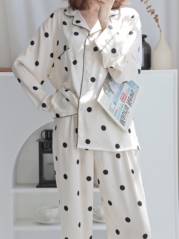 2023-as új selyem női pizsama, hosszú ujjú, kétrészes többszínű bő leopárdmintás női pizsama otthoni szerviz