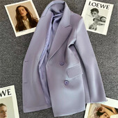 Μονόχρωμο διπλό μακρυμάνικο κοστούμι Γυναικείο σακάκι για την άνοιξη και το φθινόπωρο σε νέο κορεατικό στυλ Μοντέρνο κομψό casual τοπ S