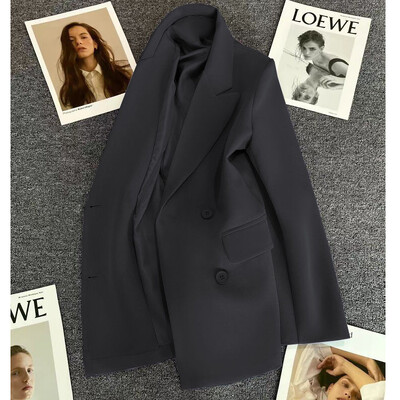 Μονόχρωμο διπλό μακρυμάνικο κοστούμι Γυναικείο σακάκι για την άνοιξη και το φθινόπωρο σε νέο κορεατικό στυλ Μοντέρνο κομψό casual τοπ S