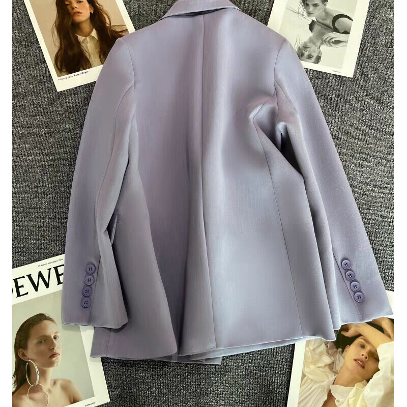 Μονόχρωμο διπλό μακρυμάνικο κοστούμι Γυναικείο σακάκι για την άνοιξη και το φθινόπωρο σε νέο κορεατικό στυλ Μοντέρνο κομψό casual τοπ S