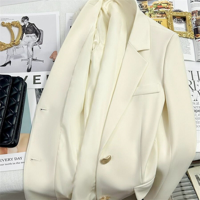 Baltas rožinis moteriškas švarkas, 2024 m. pavasario ruduo, naujas korėjietiško stiliaus laisvalaikio elegantiškas mažas kostiumas Aukštos kokybės madingas, mielas mergaičių švarkas