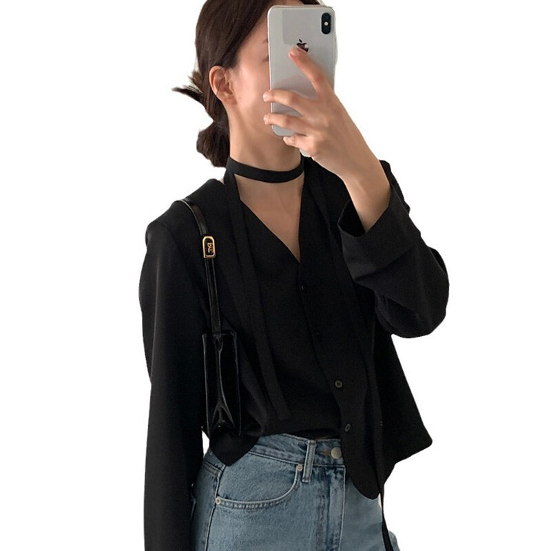 C.New S Autumn Retro V nyakú, fűzős, egysoros, bő, hosszú ujjú, alkalmi, minden passzoló öltöny, rövid kabát női