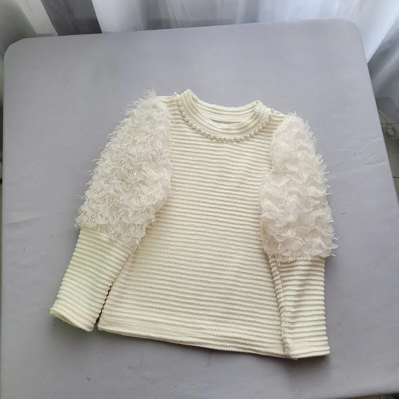 Hanorace Îmbrăcăminte pentru copii Fete Primăvară Toamnă Nou Gât rotund Tricou cu mâneci lungi Culoare uni Moda coreeană Versatil