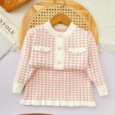 Jesenski komplet džempera od pletiva za djevojčice 2024. Zimski dječji kaput Top Princess suknja Dvodijelni kompleti Ležerna kućna odjeća za djevojčice