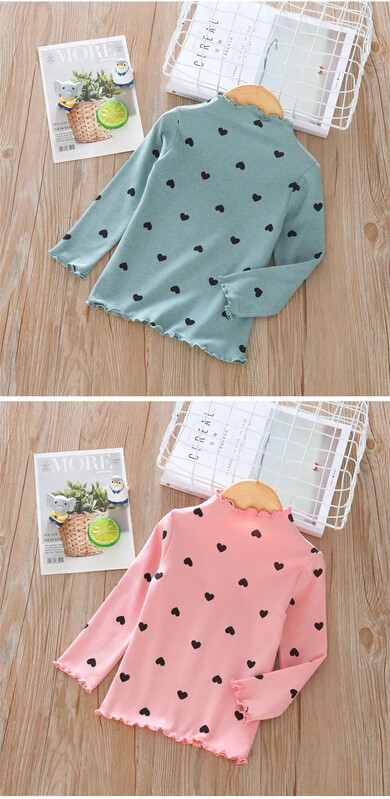 2-6 metų medvilniniai mergaičių marškinėliai ilgomis rankovėmis kūdikių vaikiški apatiniai marškinėliai su apatiniu kaklu, drabužiai Nauji pavasariniai mergaičių marškinėliai KF060