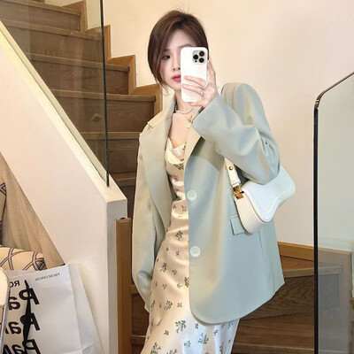 Insozkdg Costum coreean Top primăvară toamnă high-end stradă largi ocazional jachetă versatilă femei de lungime mijlocie care slăbește oferte fierbinte pentru femei