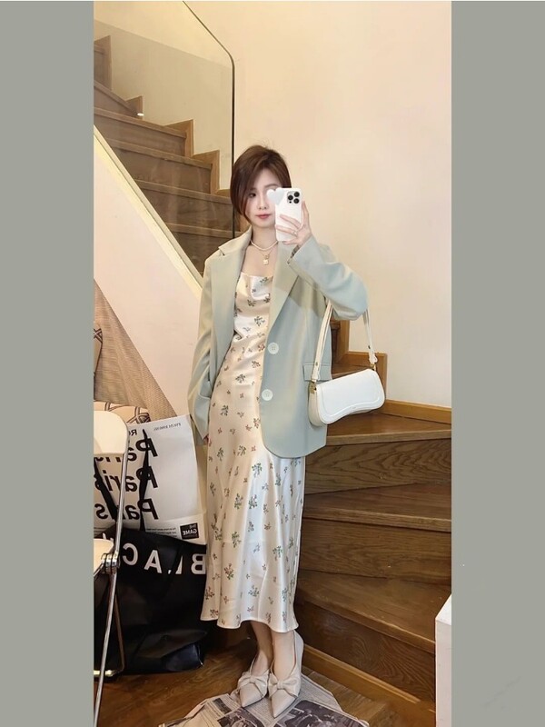 Insozkdg Costum coreean Top primăvară toamnă high-end stradă largi ocazional jachetă versatilă femei de lungime mijlocie care slăbește oferte fierbinte pentru femei