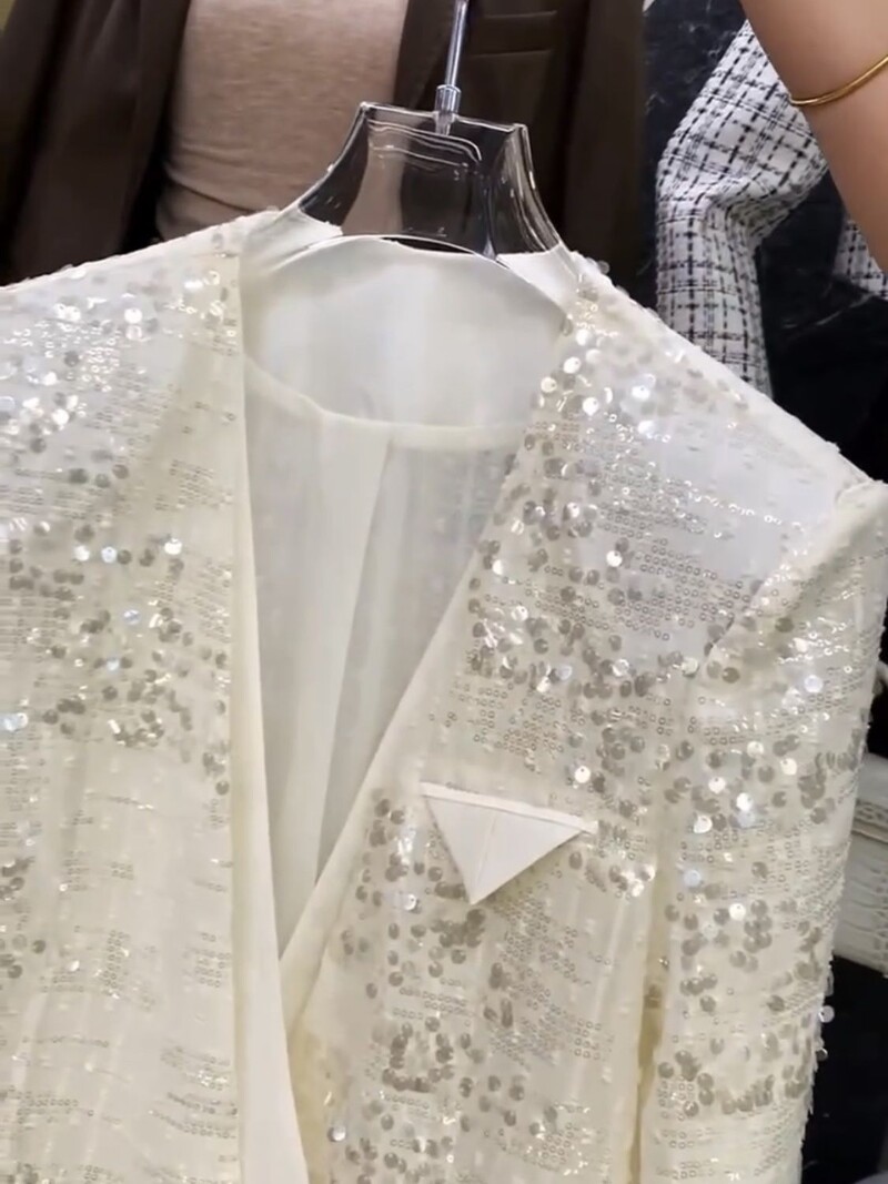 Európai stílusú, elegáns társasági flitteres blézer női 2024 tavaszi és őszi, új csúcskategóriás, fényes felső vállruha