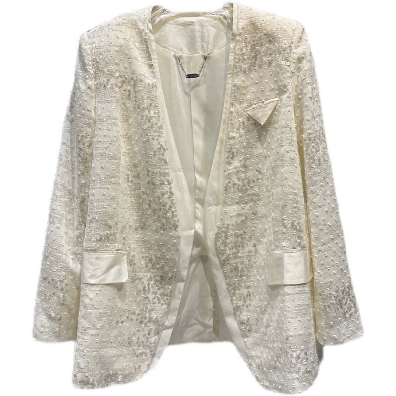 Európai stílusú, elegáns társasági flitteres blézer női 2024 tavaszi és őszi, új csúcskategóriás, fényes felső vállruha