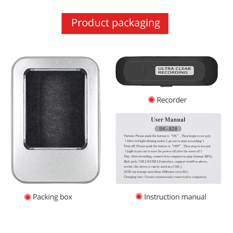 Συσκευή εγγραφής φωνής TISHRIC Μίνι ηχογράφηση συσκευή εγγραφής φωνής USB2.0 U Συσκευή εγγραφής δίσκου 32 GB Μονάδα αναπαραγωγής Flash Εγγραφή MP3 Player