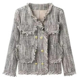 Μπλούζες OL με σχέδιο ρούχων Casual Κομψά παλτό Γυναικεία μακρυμάνικα slim φούντες σακάκι κορεατικού στιλ Φθινοπωρινά παλτό 2024