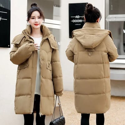 Téli kabát Női Parkas Kabát 2023 Új, Hosszú kabát Down Snow Wear Felsőruházat Női Kapucnis vízálló pamut párnázott Parka