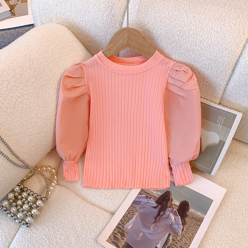 Mergaičių balti marškinėliai ilgomis rankovėmis marškinėliai Princesės marškinėliai mažyliui Mergaičių saldūs megztiniai Laisvalaikio marškinėliai vaikiški megztiniai