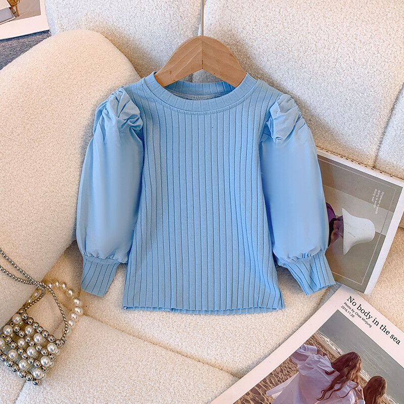 Mergaičių balti marškinėliai ilgomis rankovėmis marškinėliai Princesės marškinėliai mažyliui Mergaičių saldūs megztiniai Laisvalaikio marškinėliai vaikiški megztiniai