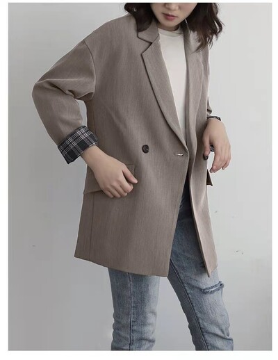 Moterų retro prašmatnūs ploni viršutiniai drabužiai paltai, kostiumas, švarkas, korėjietiška britiško stiliaus versija. Darbas laisvalaikis pavasario ruduo