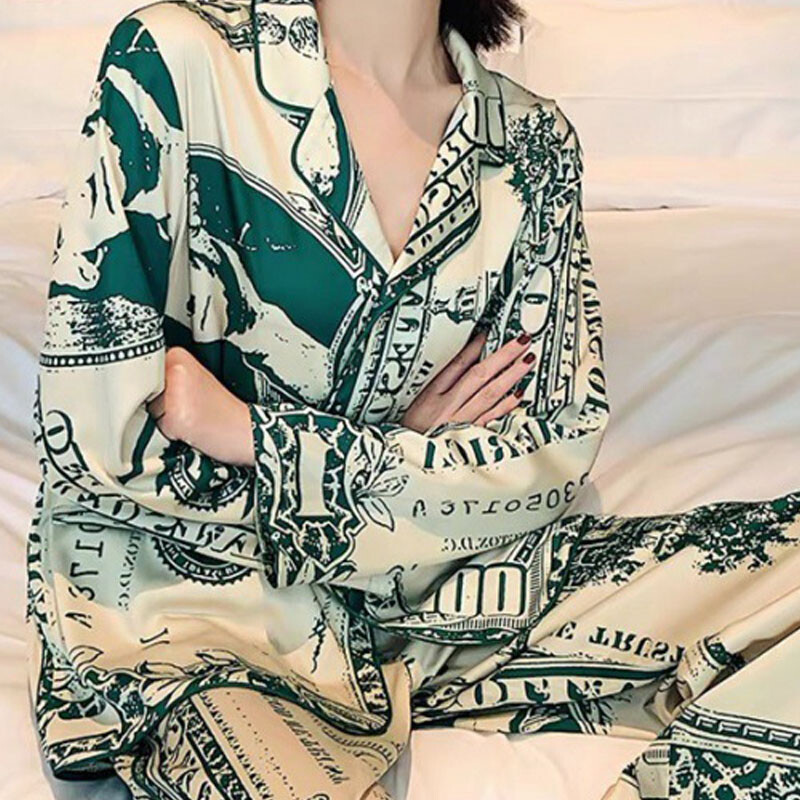 Seturi pentru femei, toamnă și iarnă, cardigan cu rever, îmbrăcăminte de casă, două piese, vânt eu, curți mari, pijamale pentru femei, îmbrăcăminte confortabilă de noapte, haine de noapte