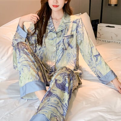 Seturi de pijamale Cardigan de damă Star River Pantaloni lungi cu mânecă lungă Îmbrăcăminte pentru studenți dulci Două seturi Pijamale mari drăguțe toamnă iarnă