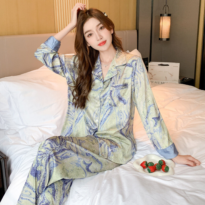 Seturi de pijamale Cardigan de damă Star River Pantaloni lungi cu mânecă lungă Îmbrăcăminte pentru studenți dulci Două seturi Pijamale mari drăguțe toamnă iarnă