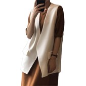 Ανοιξιάτικα μπλουζάκια 2024 Νέα κορεατική έκδοση Χαλαρό λεπτό, καθημερινό ταμπεραμέντο Εξωτερικό γιλέκο Gilet αμάνικα γιλέκα Παλτό Γυναικεία