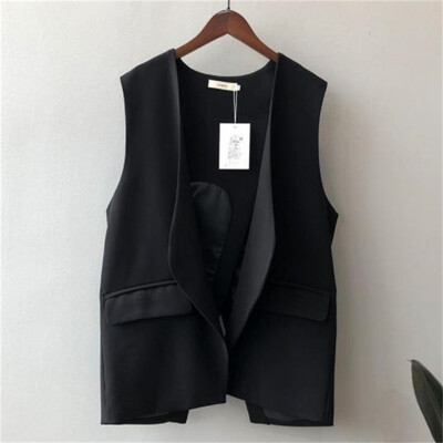 Ανοιξιάτικα μπλουζάκια 2024 Νέα κορεατική έκδοση Χαλαρό λεπτό, καθημερινό ταμπεραμέντο Εξωτερικό γιλέκο Gilet αμάνικα γιλέκα Παλτό Γυναικεία
