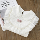 Moda Bebeluși Fetițe Tricouri de bază Topuri din bumbac cu mâneci lungi Cămăși drăguțe din dantelă Îmbrăcăminte pentru copii