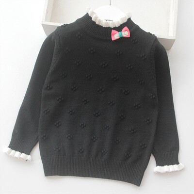 Naujas mergaičių megztinis pavasario rudens vaikams megzti drabužiai solidus megztinis megztinis mergaitėms 3-11Y BC744
